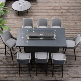 Regal 8 Seat Rectangular Fire Pit Bar Set / Flanelle Regal 8 Seat Rectangular Fire Pit Bar Set / Flanelle