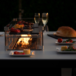 Regal 8 Seat Rectangular Fire Pit Bar Set / Flanelle Regal 8 Seat Rectangular Fire Pit Bar Set / Flanelle