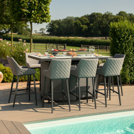 Regal 8 Seat Rectangular Fire Pit Bar Set / Flanelle Regal 8 Seat Rectangular Fire Pit Bar Set / Flanelle