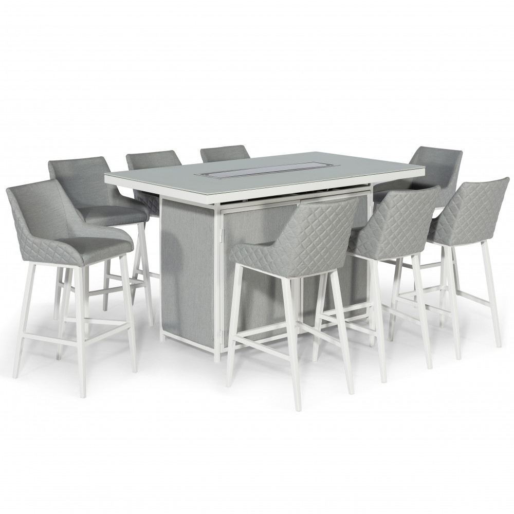 Regal 8 Seat Rectangular Fire Pit Bar Set / Lead Chine Regal 8 Seat Rectangular Fire Pit Bar Set / Lead Chine