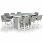 Regal 8 Seat Rectangular Fire Pit Bar Set / Lead Chine Regal 8 Seat Rectangular Fire Pit Bar Set / Lead Chine