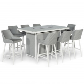 Regal 8 Seat Rectangular Fire Pit Bar Set / Lead Chine