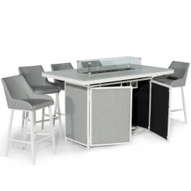 Regal 8 Seat Rectangular Fire Pit Bar Set / Lead Chine Regal 8 Seat Rectangular Fire Pit Bar Set / Lead Chine