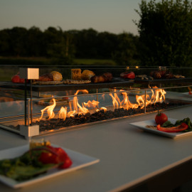 Regal 8 Seat Rectangular Fire Pit Bar Set / Lead Chine Regal 8 Seat Rectangular Fire Pit Bar Set / Lead Chine