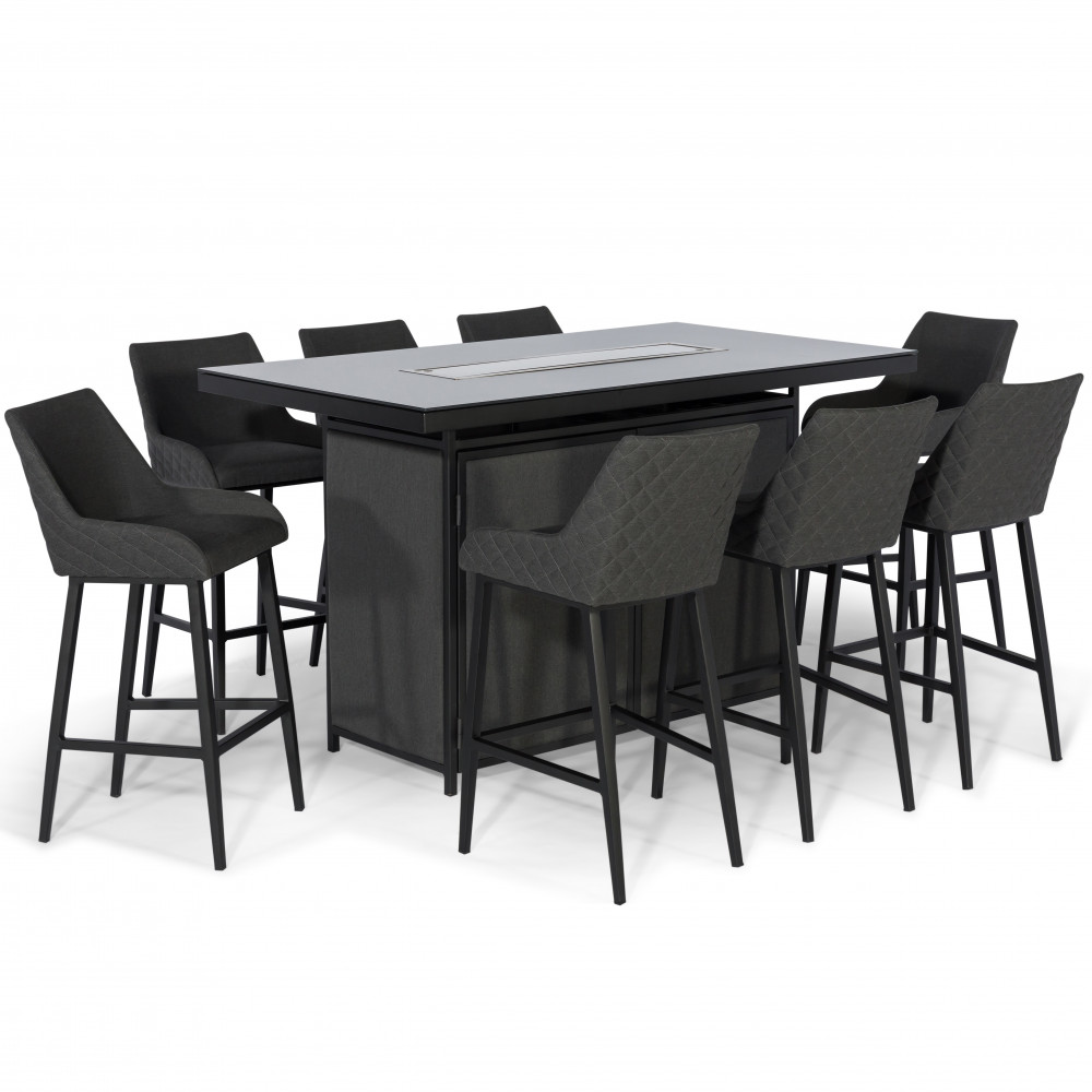 Regal 8 Seat Rectangular Fire Pit Bar Set / Charcoal Regal 8 Seat Rectangular Fire Pit Bar Set / Charcoal