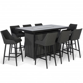 Regal 8 Seat Rectangular Fire Pit Bar Set / Charcoal