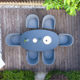 Ambition 6 Seat Oval Dining Set / Flanelle