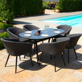 Ambition 6 Seat Oval Dining Set / Charcoal