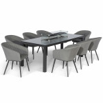 Ambition 8 Seat Rectangular Fire Pit Dining Set / Flanelle