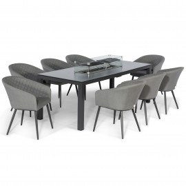 Ambition 8 Seat Rectangular Fire Pit Dining Set / Flanelle