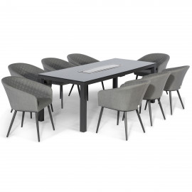 Ambition 8 Seat Rectangular Fire Pit Dining Set / Flanelle