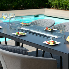 Ambition 8 Seat Rectangular Fire Pit Dining Set / Flanelle