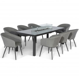 Ambition 8 Seat Rectangular Fire Pit Dining Set / Flanelle