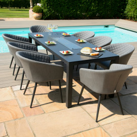 Ambition 8 Seat Rectangular Fire Pit Dining Set / Flanelle