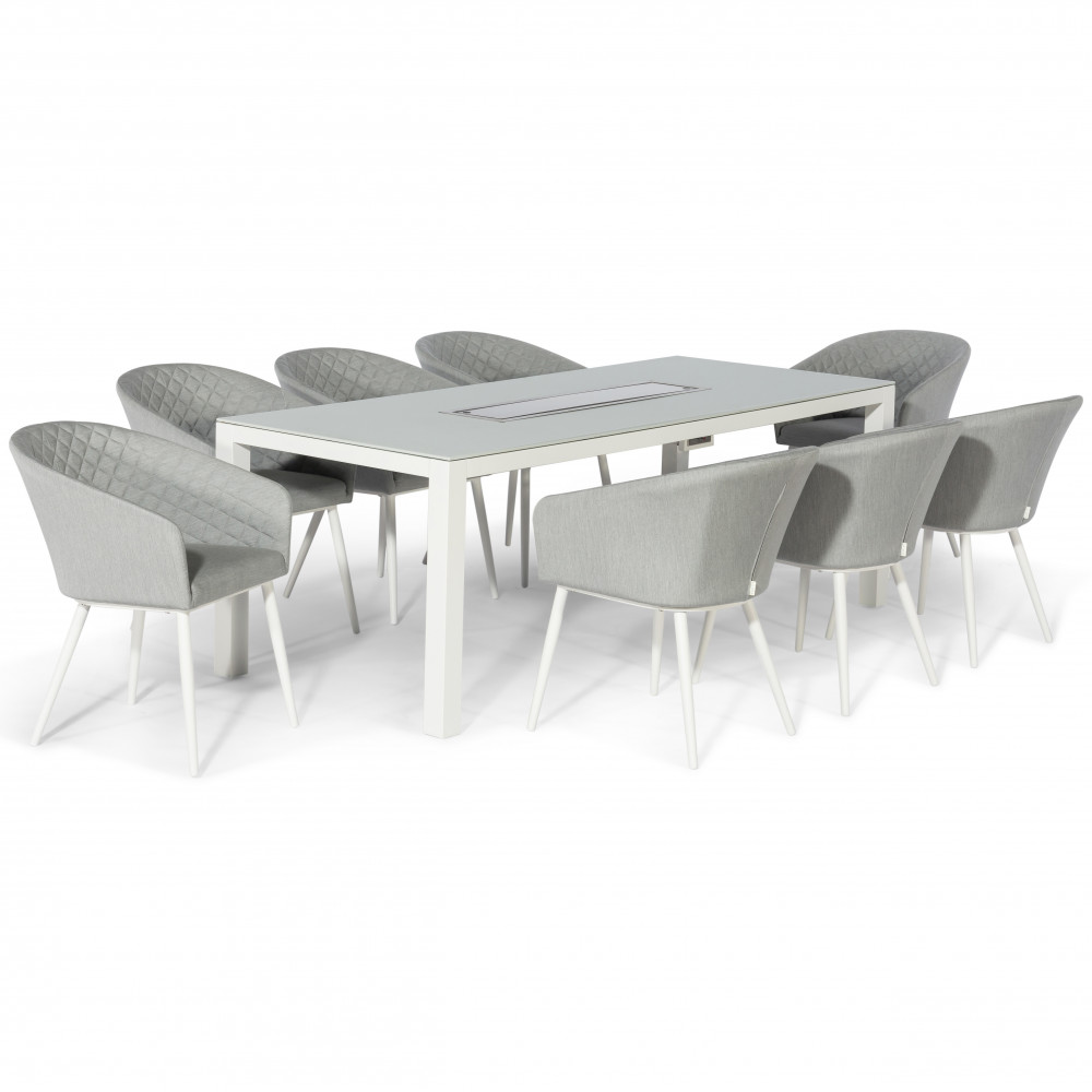 Ambition 8 Seat Rectangular Fire Pit Dining Set / Lead Chine Ambition 8 Seat Rectangular Fire Pit Dining Set / Lead Chine