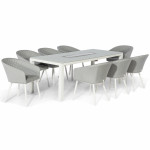 Ambition 8 Seat Rectangular Fire Pit Dining Set / Lead Chine Ambition 8 Seat Rectangular Fire Pit Dining Set / Lead Chine