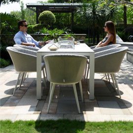 Ambition 8 Seat Rectangular Fire Pit Dining Set / Lead Chine Ambition 8 Seat Rectangular Fire Pit Dining Set / Lead Chine