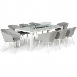 Ambition 8 Seat Rectangular Fire Pit Dining Set / Lead Chine Ambition 8 Seat Rectangular Fire Pit Dining Set / Lead Chine