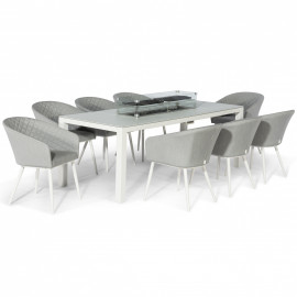Ambition 8 Seat Rectangular Fire Pit Dining Set / Lead Chine Ambition 8 Seat Rectangular Fire Pit Dining Set / Lead Chine