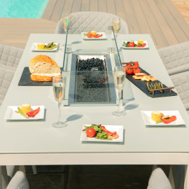 Ambition 8 Seat Rectangular Fire Pit Dining Set / Lead Chine Ambition 8 Seat Rectangular Fire Pit Dining Set / Lead Chine
