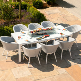 Ambition 8 Seat Rectangular Fire Pit Dining Set / Lead Chine Ambition 8 Seat Rectangular Fire Pit Dining Set / Lead Chine
