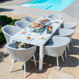 Ambition 8 Seat Rectangular Fire Pit Dining Set / Lead Chine Ambition 8 Seat Rectangular Fire Pit Dining Set / Lead Chine