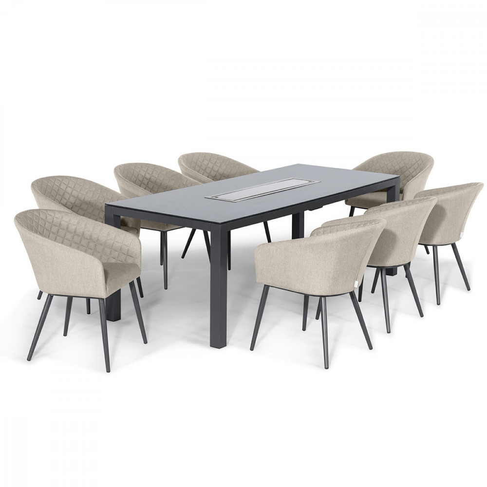 Ambition 8 Seat Rectangular Fire Pit Dining Set / Oatmeal Ambition 8 Seat Rectangular Fire Pit Dining Set / Oatmeal