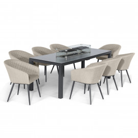 Ambition 8 Seat Rectangular Fire Pit Dining Set / Oatmeal Ambition 8 Seat Rectangular Fire Pit Dining Set / Oatmeal