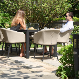 Ambition 8 Seat Rectangular Fire Pit Dining Set / Oatmeal Ambition 8 Seat Rectangular Fire Pit Dining Set / Oatmeal