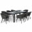 Ambition 8 Seat Rectangular Fire Pit Dining Set / Charcoal