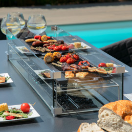 Ambition 8 Seat Rectangular Fire Pit Dining Set / Charcoal Ambition 8 Seat Rectangular Fire Pit Dining Set / Charcoal