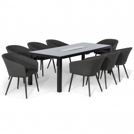 Ambition 8 Seat Rectangular Fire Pit Dining Set / Charcoal Ambition 8 Seat Rectangular Fire Pit Dining Set / Charcoal