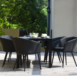 Ambition 8 Seat Rectangular Fire Pit Dining Set / Charcoal Ambition 8 Seat Rectangular Fire Pit Dining Set / Charcoal