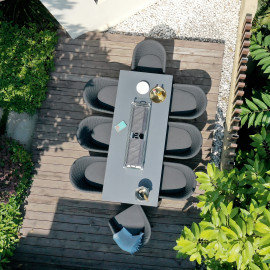 Ambition 8 Seat Rectangular Fire Pit Dining Set / Charcoal Ambition 8 Seat Rectangular Fire Pit Dining Set / Charcoal