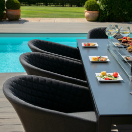 Ambition 8 Seat Rectangular Fire Pit Dining Set / Charcoal Ambition 8 Seat Rectangular Fire Pit Dining Set / Charcoal