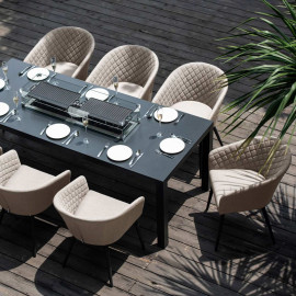 Ambition 8 Seat Rectangular Fire Pit Dining Set / Taupe Ambition 8 Seat Rectangular Fire Pit Dining Set / Taupe
