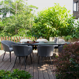 Ambition 8 Seat Oval Dining Set / Flanelle