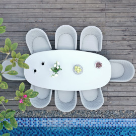 Ambition 8 Seat Oval Dining Set / Lead Chine