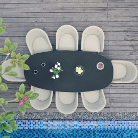 Ambition 8 Seat Oval Dining Set / Oatmeal