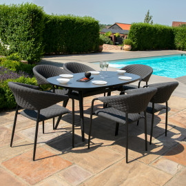 Pebble 6 Seat Oval Dining Set / Charcoal Pebble 6 Seat Oval Dining Set / Charcoal