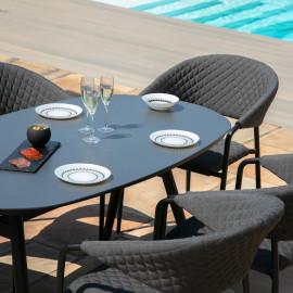 Pebble 6 Seat Oval Dining Set / Charcoal Pebble 6 Seat Oval Dining Set / Charcoal