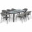 Pebble 8 Seat Rectangular Dining Set - Fire Pit Table / Flanelle