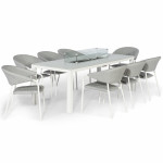 Pebble 8 Seat Rectangular Dining Set - Fire Pit Table / Lead Chine Pebble 8 Seat Rectangular Dining Set - Fire Pit Table / Lead Chine