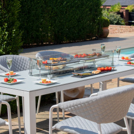 Pebble 8 Seat Rectangular Dining Set - Fire Pit Table / Lead Chine Pebble 8 Seat Rectangular Dining Set - Fire Pit Table / Lead Chine