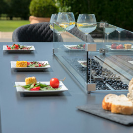 Pebble 8 Seat Rectangular Dining Set - Fire Pit Table / Charcoal Pebble 8 Seat Rectangular Dining Set - Fire Pit Table / Charcoal