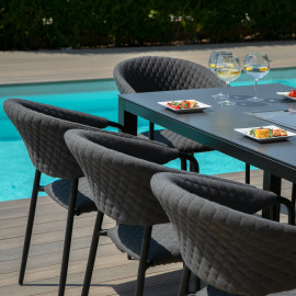 Pebble 8 Seat Rectangular Dining Set - Fire Pit Table / Charcoal Pebble 8 Seat Rectangular Dining Set - Fire Pit Table / Charcoal