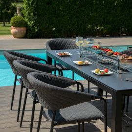 Pebble 8 Seat Rectangular Dining Set - Fire Pit Table / Charcoal Pebble 8 Seat Rectangular Dining Set - Fire Pit Table / Charcoal