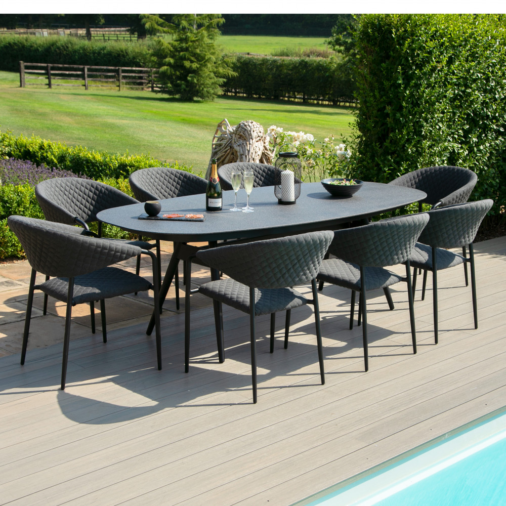 Pebble 8 Seat Oval Dining Set / Charcoal Pebble 8 Seat Oval Dining Set / Charcoal