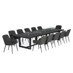 Zest 12 Seat Rectangular Dining Set with Fire Pit Table / Charcoal Zest 12 Seat Rectangular Dining Set with Fire Pit Table / Charcoal