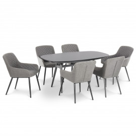 Zest 6 Seat Oval Dining Set / Flanelle